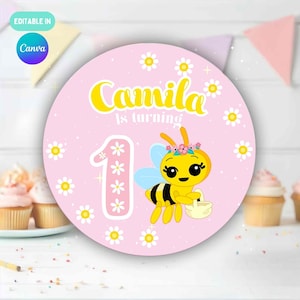 Tiny bee decoration, bee birthday, Sticker Sheet printable, bee supplies, party favor template, topper