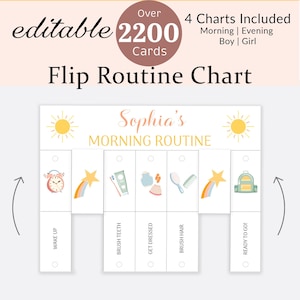 Routine Flip Chart Toddler Morning Evening Bedtime Visual Schedule Kids Daily Routine Cards Rhythm Checklist Boy Girl Montessori EDITABLE