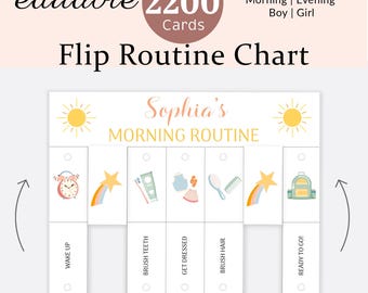Routine Flip Chart Toddler Morning Evening Bedtime Visual Schedule Kids Daily Routine Cards Rhythm Checklist Boy Girl Montessori EDITABLE