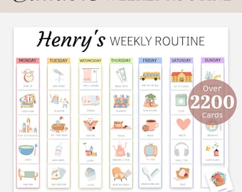 Weekly Routine Chart Kids Weekly Planner Cards Visual Calendar Toddlers Responsibility Schedule Chore Chart Weekly Rhythm Pictures EDITABLE
