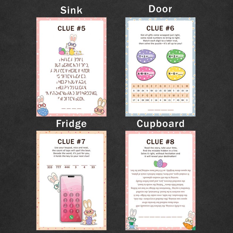 Sink Riddle Easter Scavenger Hunt for Older Kids Easter Egg Hunt Clues Teens Indoor ...