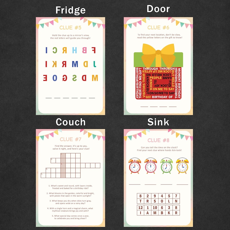 Sink Riddle Birthday Scavenger Hunt for Older Kids Birthday Treasure Hunt Clues for ...