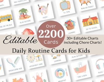 Daily Routine Cards Visual Schedule Toddler Routine Chart for Kids Chore Chart Daily Rhythm Checklist Montessori Activity Preschool EDITABLE