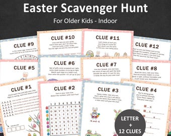 Ostern Schnitzeljagd für ältere Kinder Ostern Eiersuche Hinweise Teens Indoor Osterhase Schatzsuche Osterkorb Flucht Raum DRUCKBAR