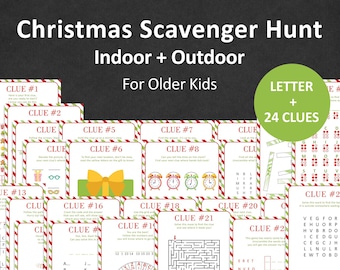 Christmas Scavenger Hunt For Teens Christmas Scavenger For Kids Holiday Treasure Hunt Clues Older Kids Escape Room Indoor Outdoor PRINTABLE