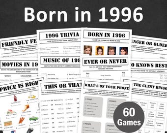 30e verjaardag gamesbundel 30e verjaardag partygames 1996 trivia geboren in 1996 jaar oude man vrouw hem haar quiz BEWERKBAAR direct digitaal