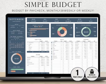 Budget Planner Google Sheet Monthly Budget Spreadsheet Paycheck Budget Template Simple Weekly Financial Planner Beginners Biweekly Budgeting