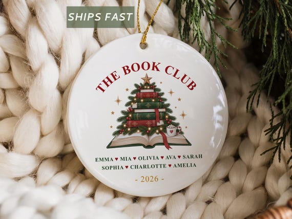 Book Club Ornament Reading Club Christmas Ornament Book Group Ornament Bookish Keepsake Personalized Book Lover Custom Ornament Readers Gift