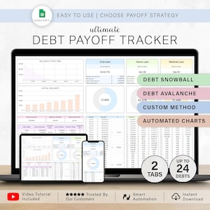 Debt Payoff Tracker Debt Snowball Spreadsheet Avalanche Calculator Credit Card Loan Template House Mortgage Debt Free Planner Google Sheets