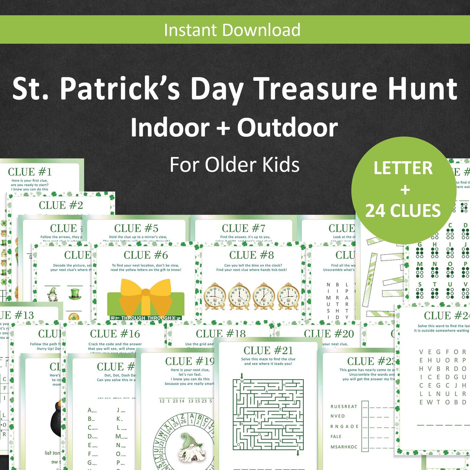 St Patricks Day Treasure Hunt for Older Kids Leprechaun Scavenger Hunt ...