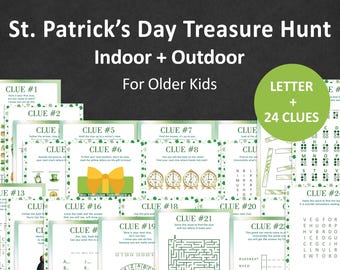 St Patricks Day Treasure Hunt for Older Kids Leprechaun Scavenger Hunt Teen Indoor Outdoor Pot of Gold Escape Room Irish Preteens PRINTABLE