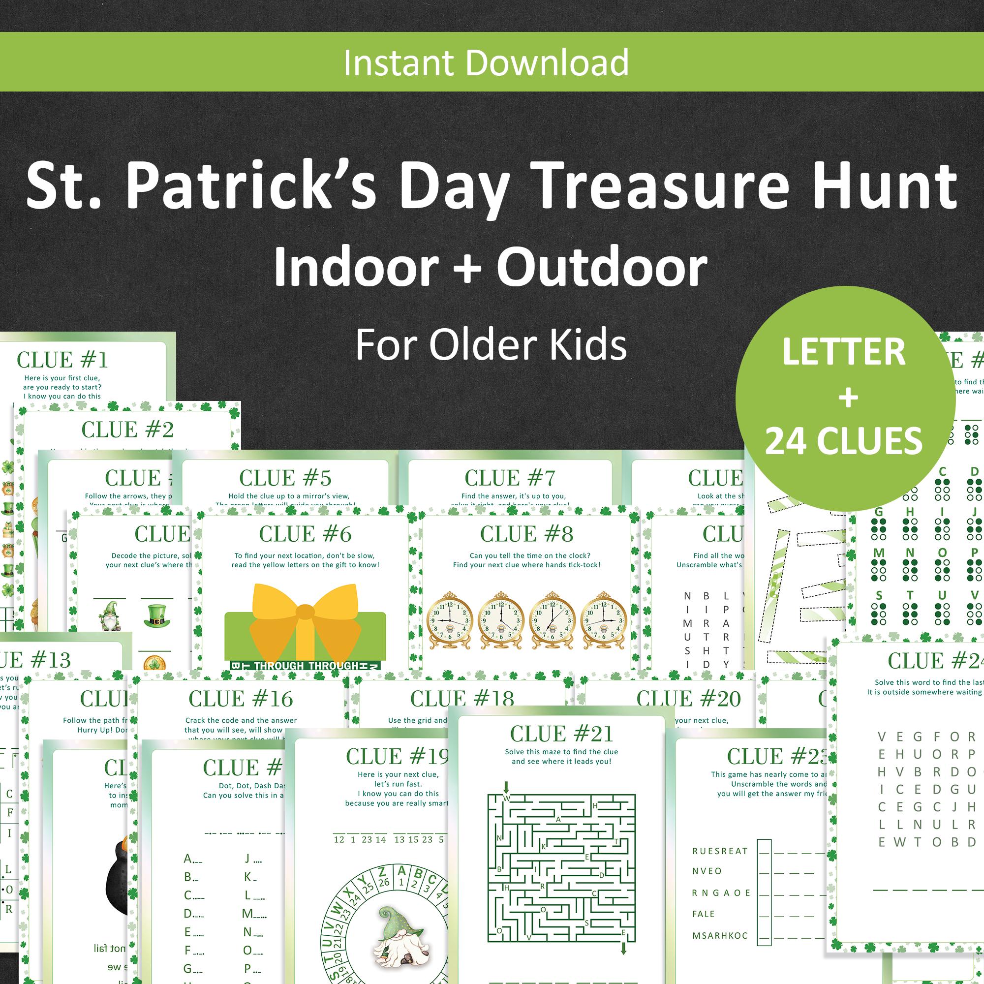 St Patricks Day Treasure Hunt for Older Kids Leprechaun Scavenger Hunt ...