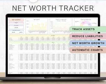 Net Worth Tracker Spreadsheet Net Worth Calculator Assets and Liabilities Template Balance Sheet Personal Finance Planner Google Sheets
