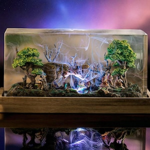 Dinosaur Resin Lamp, Handmade Epoxy Wood Light, Custom Night Light, Unique Gift for Him, Bedside Lamp, Table Lamp, Dino Room Decor