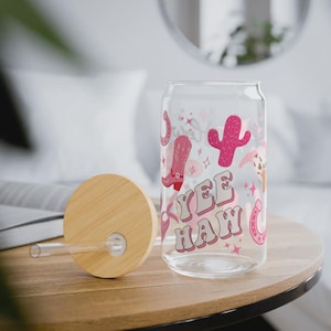 Western Cowgirl Glass Sipper Cup