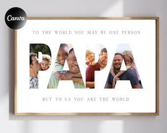4 Editable Papa Photo Canva templates, Personalized Father's Day Gift Custom Dad Photo Print , Printable Gift for Daddy Letters Photo Frame