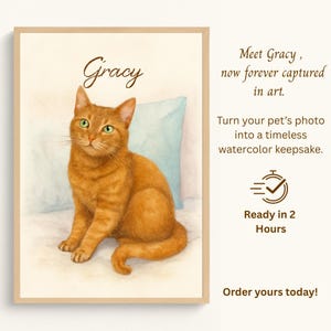 Custom Pet Memorial Portrait from Photo , Watercolor Style Digital Pet Loss Gift , Personalized Cat or Dog Illustration Painting Bridge Art
