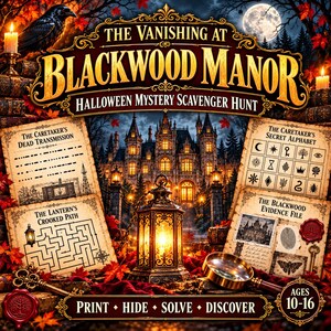 Halloween Scavenger Hunt for Teens & Tweens | Printable Indoor Treasure Hunt, Riddle Clues with Secret Codes, Halloween Party Game