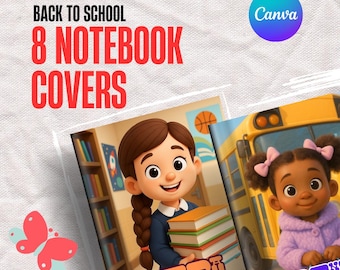 08 Composition Book Cover Canva Editable Designs, Composition Notebook Cover Templates, Back to School Digital, Printable Notebook Covers
