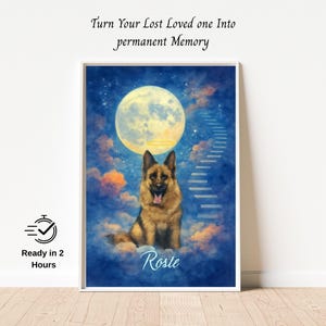 Retrato personalizado de Pet Heaven con foto, retrato conmemorativo con puerta y escaleras, arte de acuarela para mascotas, regalo de pérdida de mascota Rainbow Bridge, digital