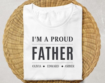 Custom Proud Father with kids names Shirt, Canva template Father's Day Bootleg Rap Tee,Dad Bootleg Shirt Designs, 90s Tshirt Custom Bootleg