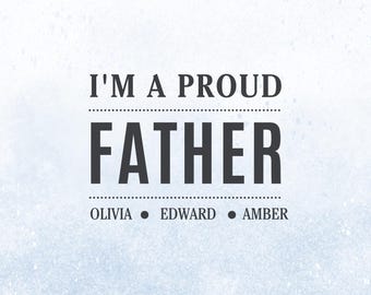 Custom Proud Father with kids names Shirt, Canva template Father's Day Bootleg Rap Tee,Dad Bootleg Shirt Designs, 90s Tshirt Custom Bootleg