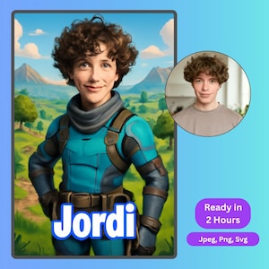 Custom F Nite Gamer Portrait Personalized Battle Royale Poster from Photo Digital Gift for Son, Daughter, Boys, Girls ,