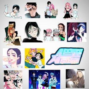 May include: A collage of digital illustrations featuring anime-style characters. The characters are depicted in various poses and settings, including a group of friends hanging out, a couple holding hands, and a solo character looking thoughtful. The illustrations are in a vibrant color palette with a focus on pink, blue, and purple hues. The text "Dream State" is featured in a stylized font.