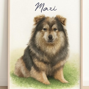 Custom Pet Memorial Portrait  from Photo , Watercolor Style Digital Pet Loss Gift , Personalized Dog or Cat Illustration Painting Bridge Art