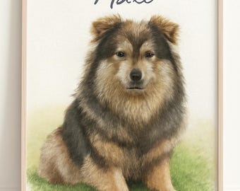 Custom Pet Memorial Portrait  from Photo , Watercolor Style Digital Pet Loss Gift , Personalized Dog or Cat Illustration Painting Bridge Art