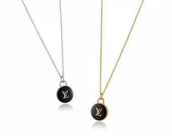 Upcycled Gold or Silver Black Skittle Charm Necklace