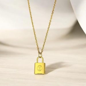 Upcycled Gold Lock Charm Necklace