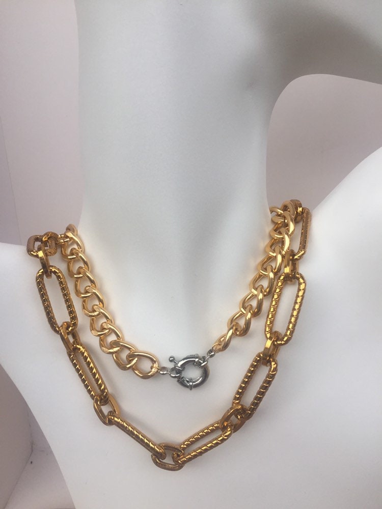 Double gold necklaces gold chain for women 2 necklaces Etsy
