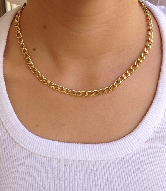 Womens chunky gold chain on sale necklace