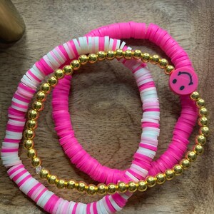 Pink clay bead bracelet