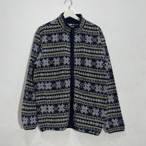 vintage y2k uniqlo snow flake fair isle fleece jacket