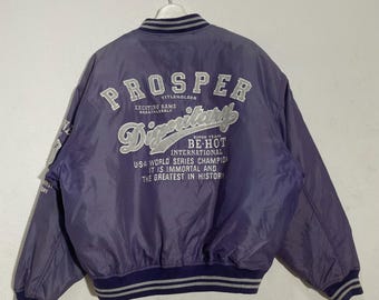 Vintage Van Jac Embroidered Logo Wool Leather Varsity Jacket