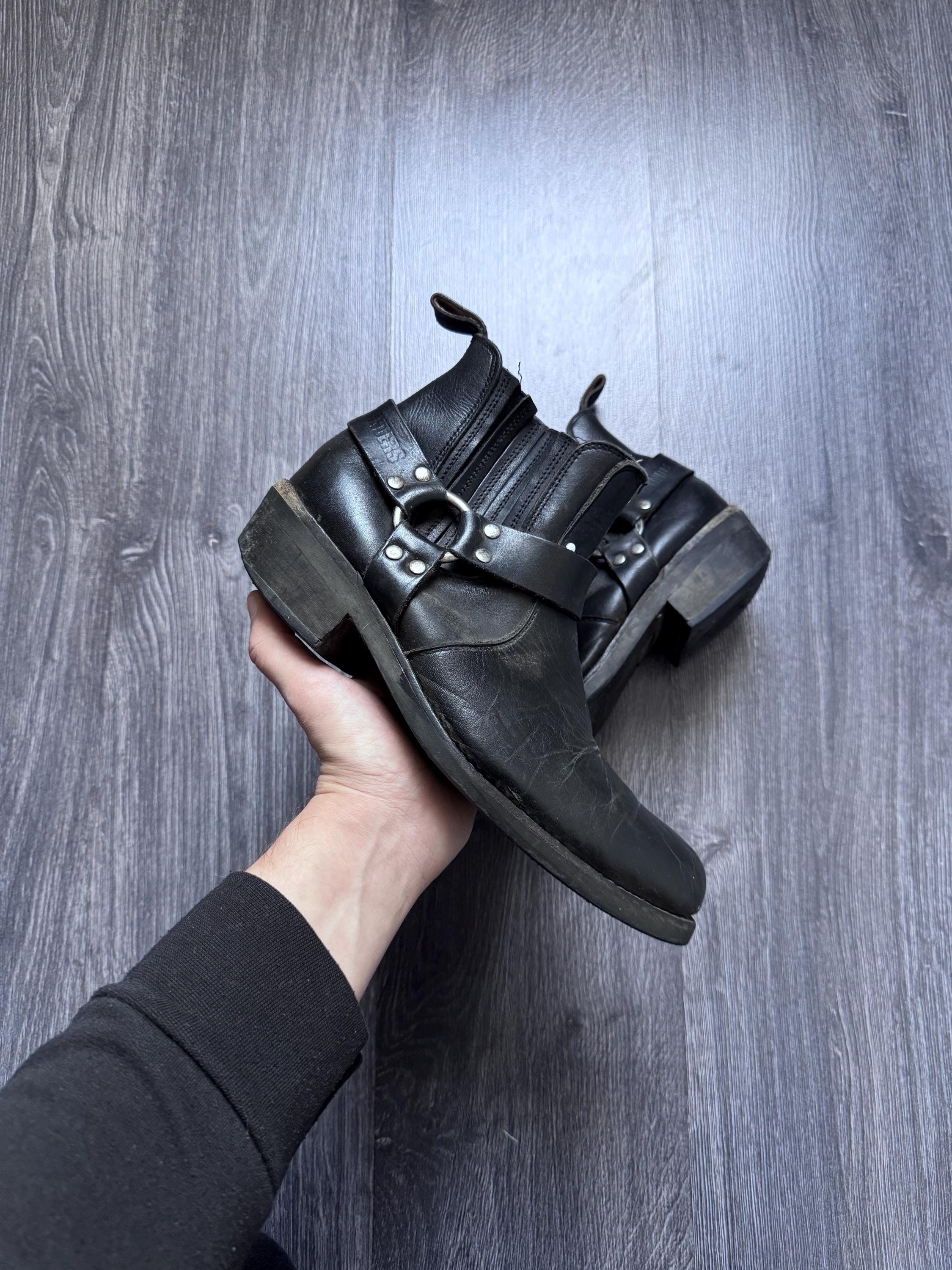 Bottes Cowboy Vintage Durango - Cuir Dragon Noir Cerise - Taille 9 Homme - Années 80