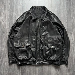 90s Vintage Genuine Real Leather Jacket Rock Punk