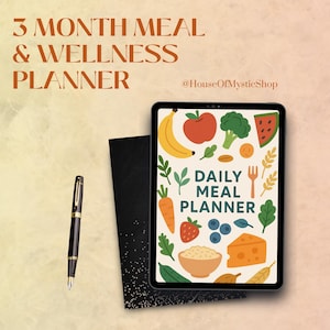 Planner pasti e benessere di 3 mesi / Tracker pasti settimanale / PDF stampabile / Planner fitness e cura di sé / Planner salute / Planner digitale