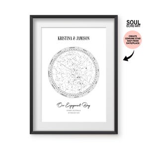 Cadeau artistique personnalisé de carte des étoiles pour toute date importante | Cadeau pour mariage, anniversaire, fiançailles ou décoration d'intérieur | Cadeau émotionnel unique pour couple