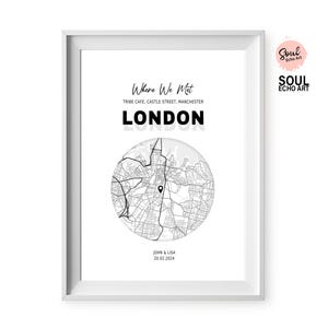 Personalisiertes Jubiläumsgeschenk; Landkarte Kunst für Paare; Hochzeit, Verlobung Meilenstein; Erstes Date, Vorschlag, Hochzeitsort & Veranstaltungsort Map Art