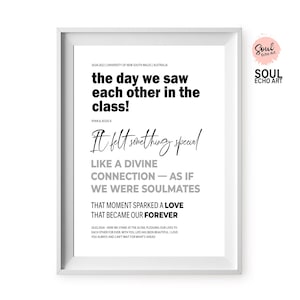 Regalo personalizzato con scritta "Love Story Wall Art"; testo personalizzato per ricordi di coppia e ricordi di momenti importanti; regalo unico per anniversario e matrimonio.