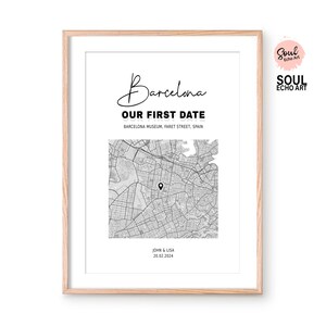 Personalisierte Verlobung Geschenk für Paar; Benutzerdefinierte Karte Kunst Geburtstagsgeschenk; Valentinstag Geschenk; Erstes Date, Vorschlag & Hochzeitsort Map Art