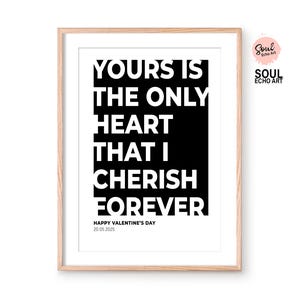 Frase d'amore personalizzata da parete, regalo per la coppia, stampa di una citazione romantica in bianco e nero, minimalista e audace; ricordo sentimentale per l'anniversario.