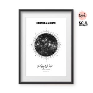Mappa stellare da parete personalizzata, regalo di anniversario; mappa stellare personalizzata per coppia; mappa stellare da parete personalizzata per matrimonio, fidanzamento, primo appuntamento, regalo per un giorno speciale.