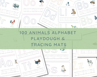 Animal Alphabet Play Dough Mat for Toddlers: Handwriting Practice, Motor Skills, Preschool Letter Activities (Digital Download)