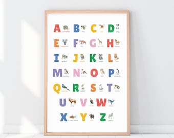 Alphabet Poster for Kids: ABC Educational Print, Preschool Classroom Decor, Homeschool Wall Art for Toddlers (Digital Download)