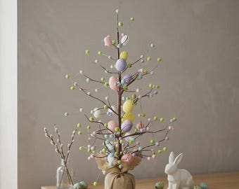 Springtime Tall Easter Egg Decorated Tree, Spring Egg Tree Decoration
