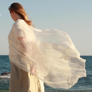Nuno Felted Bridal Shawl: Ivory Wool Silk Wedding Wrap